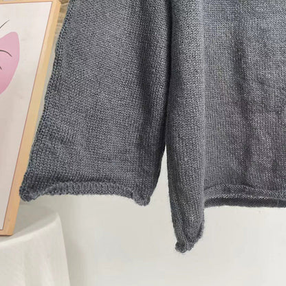 Minimalist Hollow Out Round Neck Sheer Knit Top