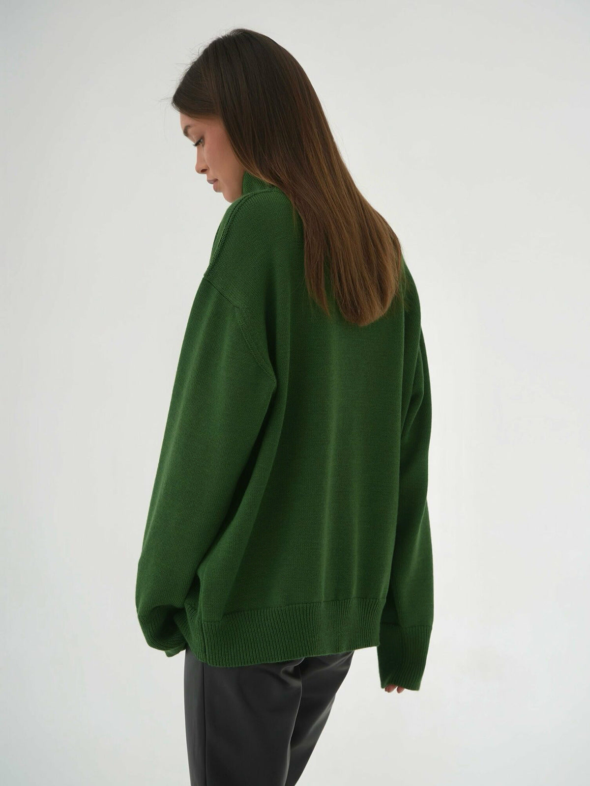High Collar Loose Solid Color Sweater