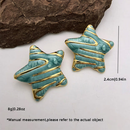Luxury Star Handmade Drip Glaze Stud Earrings