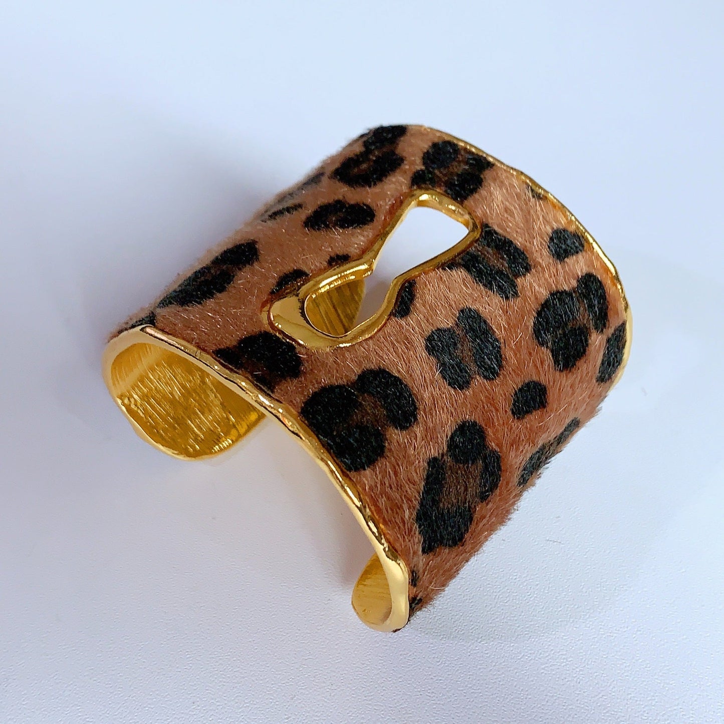 Leopard Print Wide Open Cuff Bracelet