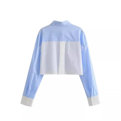 Striped Color Block Shirt Short Set