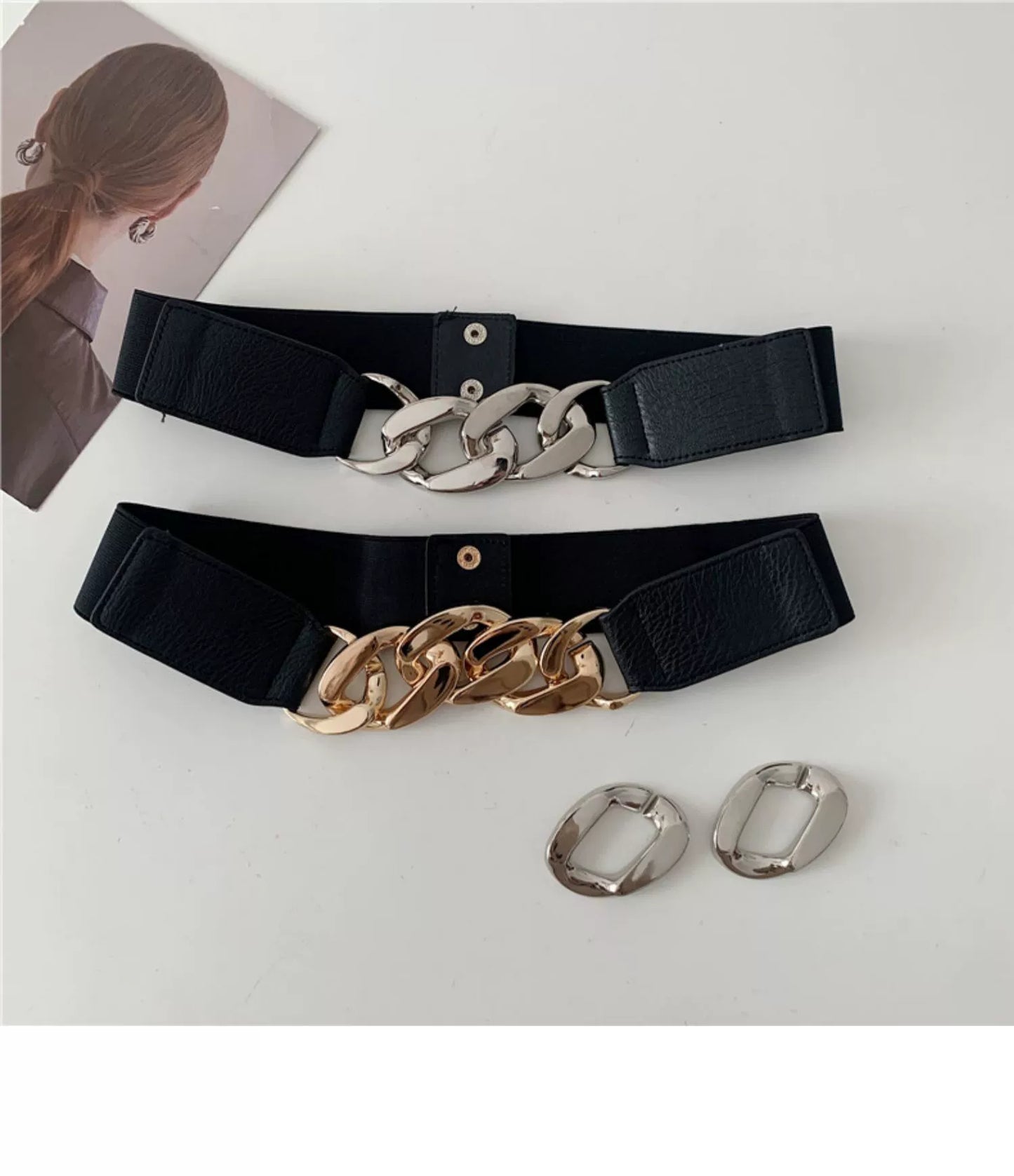 Stretchy Chain Splicing Simple Waist Belt
