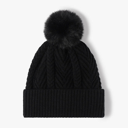 Twist Solid Color Knit Pom Beanie