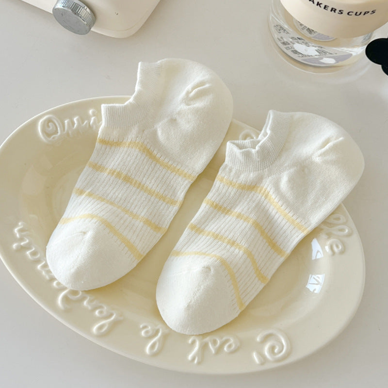 Striped Color Block Low Ankle Socks