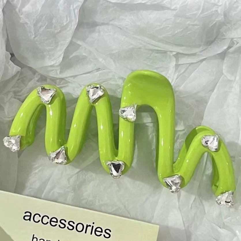 Love Rhinestone Candy Color Hair Claws