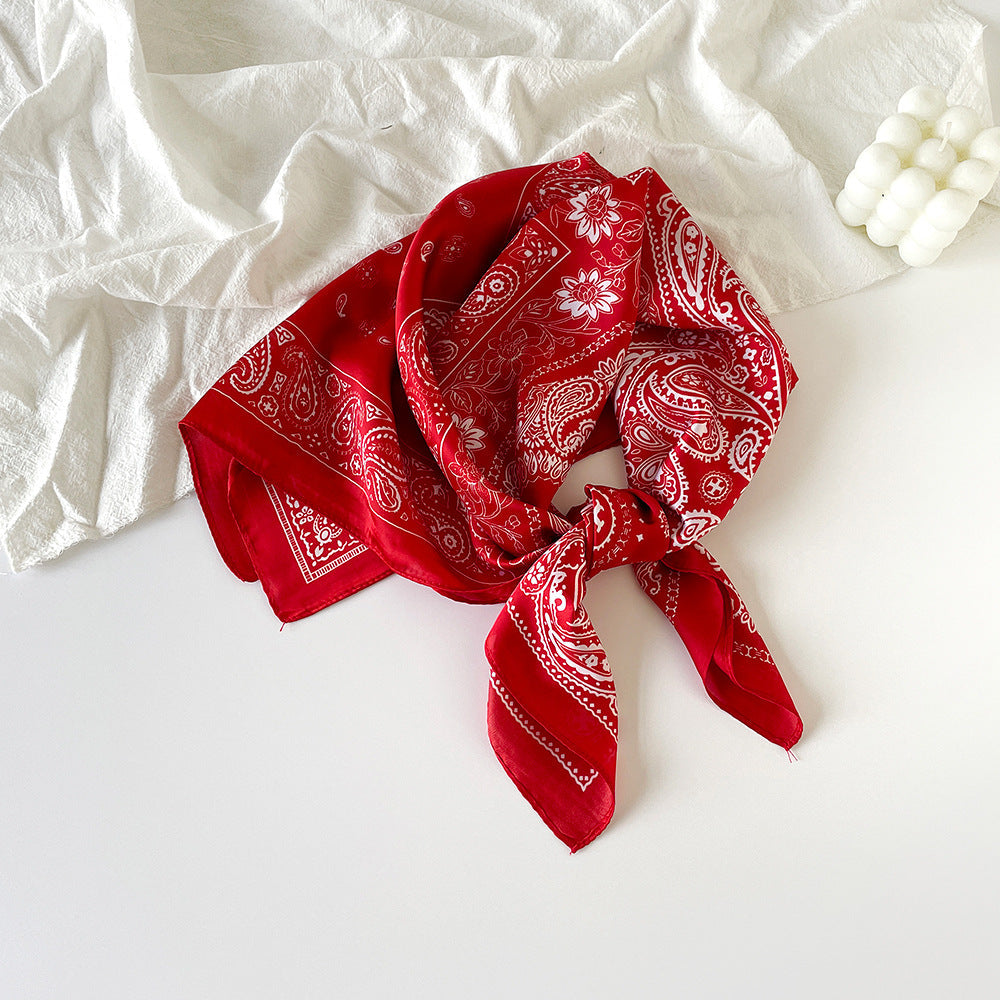 Vintage Paisley Pattern Square Satin Scarf