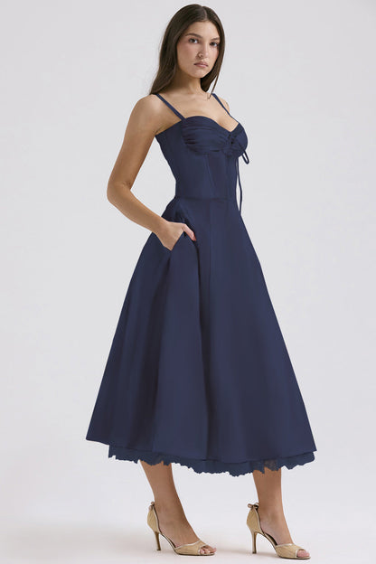 Slim Flower Print Lace Spaghetti Dress