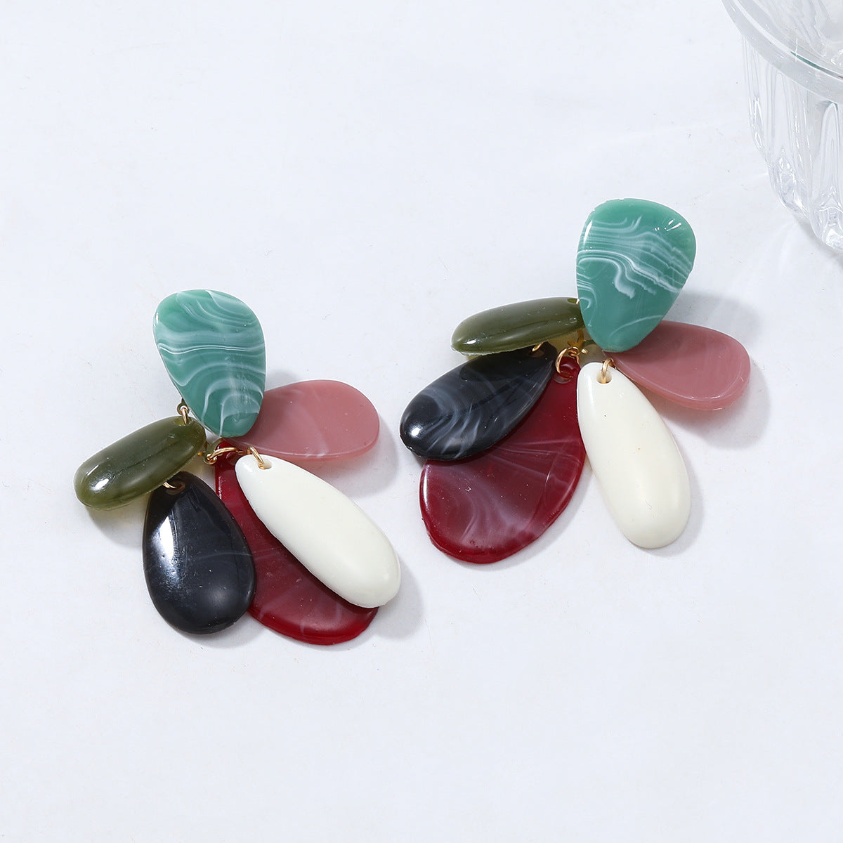 Color Block Geometric Splicing Stud Earring