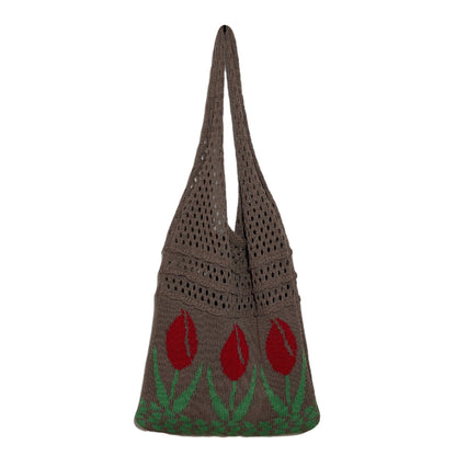 Vintage Flower Jacquard Knit SHoulder Bag