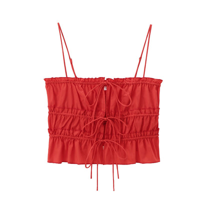 Simple Bowknot Spaghetti Strap Crop Top