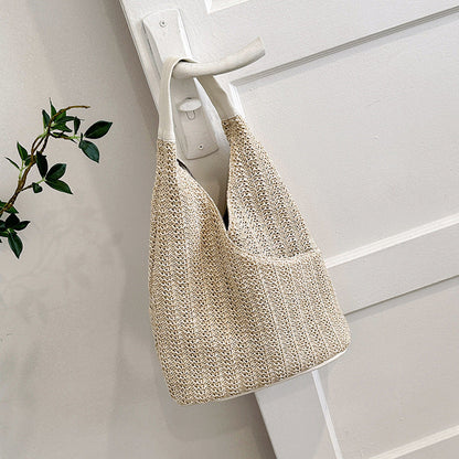Large Capacity Straw Shoulder Bags