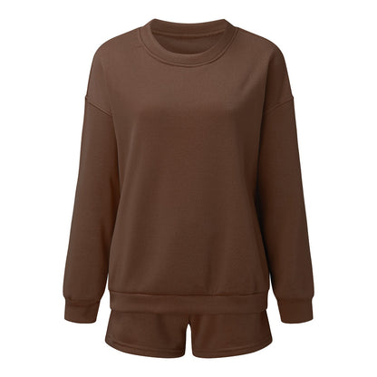 Solid Color Sweatshirt Short Loose Sets