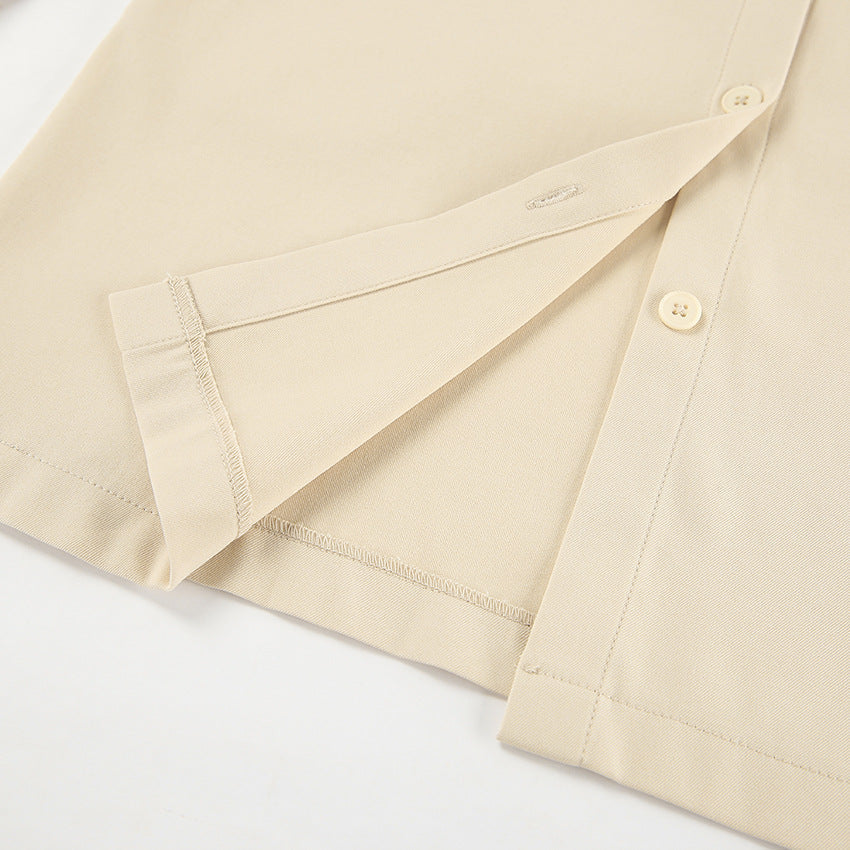 Belted Drop Shoulders Pockets Shirt Mini Dress