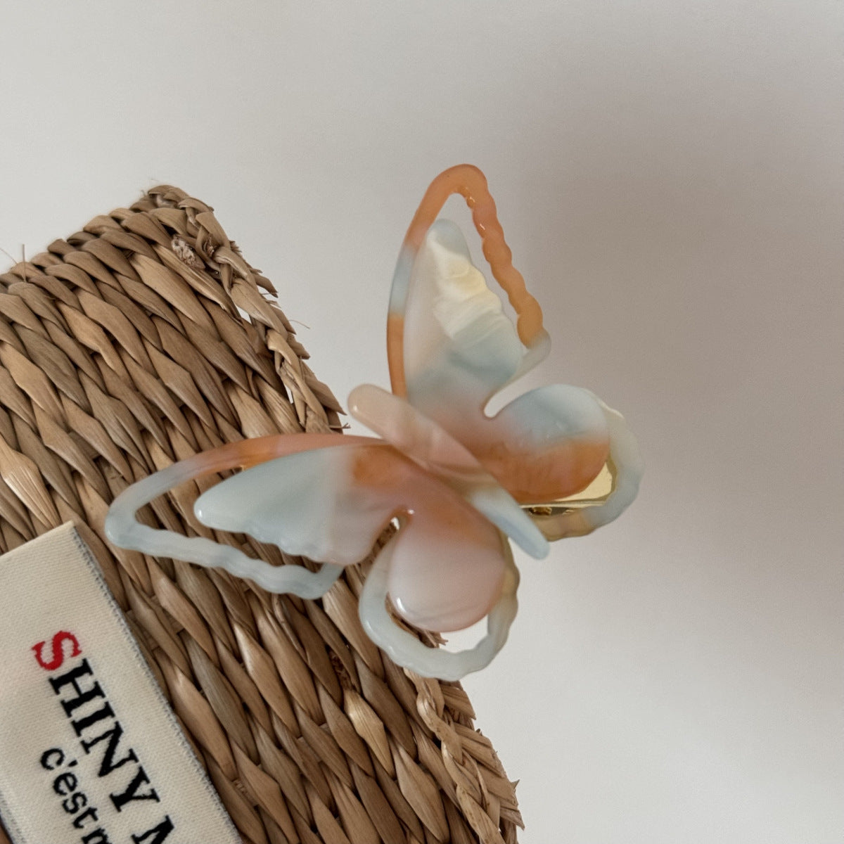 Elegant Iridescent Butterfly Acetate Hair Clip