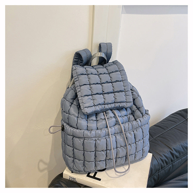 Solid Color Puffer Plaid Lightweight Shoulder Bag