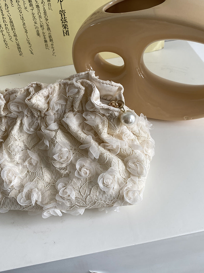 Flower Lace Pearl Cosmetic Bag