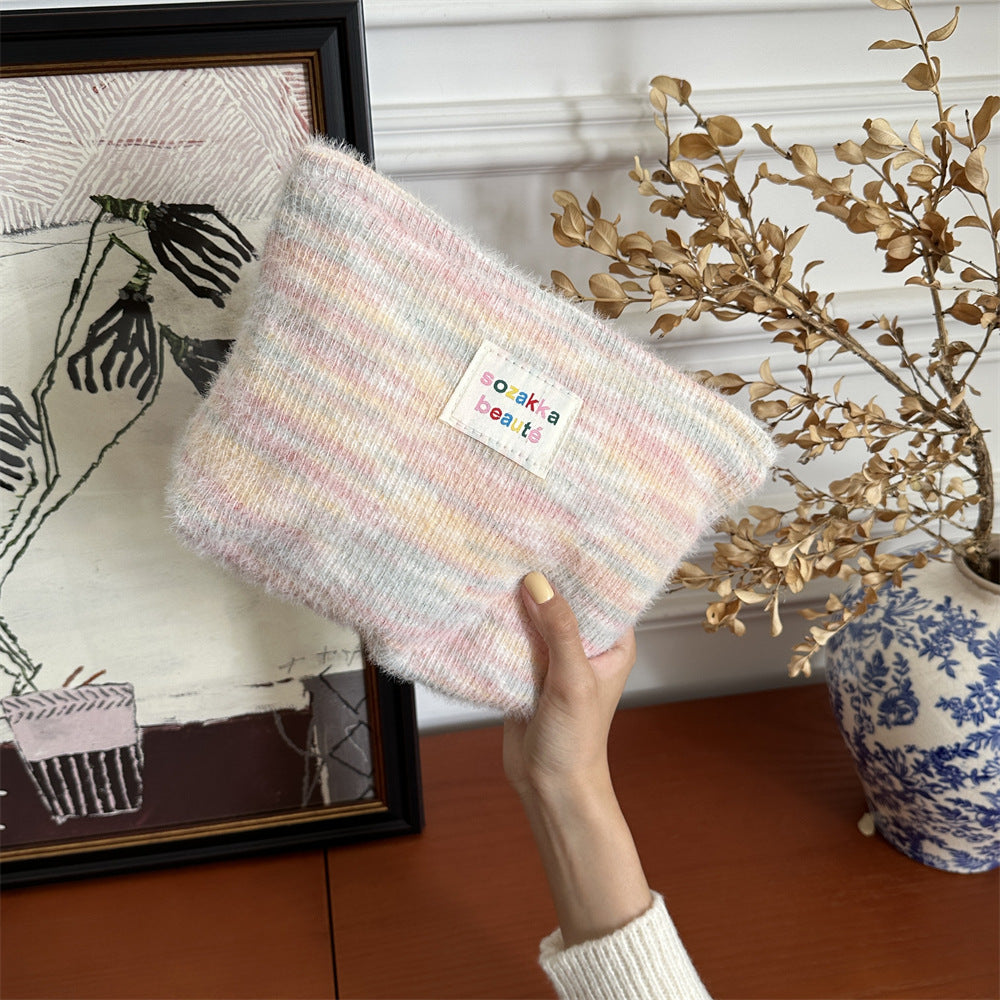 Rainbow Plushed Simple Make Up Bag