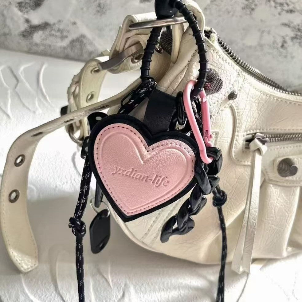Cool Color Block Heart Keychain Bag Charm