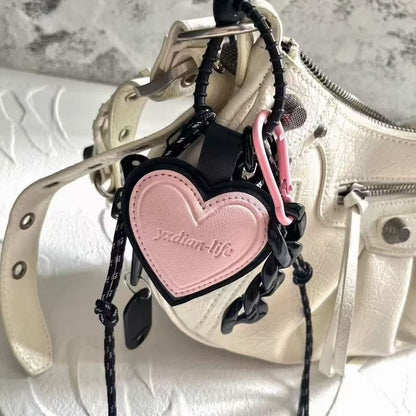 Cool Color Block Heart Keychain Bag Charm