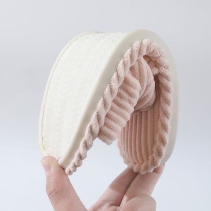 Cozy Corduroy Crossed Bow Indoor Slippers