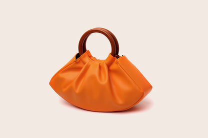 Resin Ring Handle Ruched Cloud Tote Purse