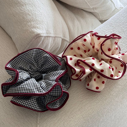 Polka Dot Gingham Ruffled Hair Scrunchies