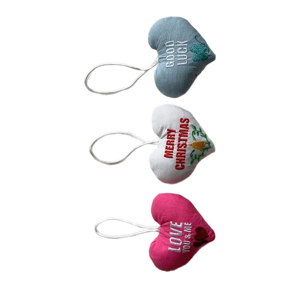 Sweet Floral Letter Embroidered Heart Bag Charm