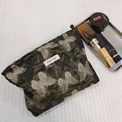 Aesthetic Golden Butterfly Makeup Bag