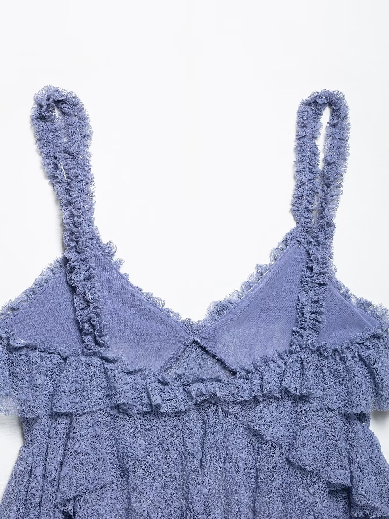 Lace Ruffle Spaghetti Top Maxi Skirt Sets