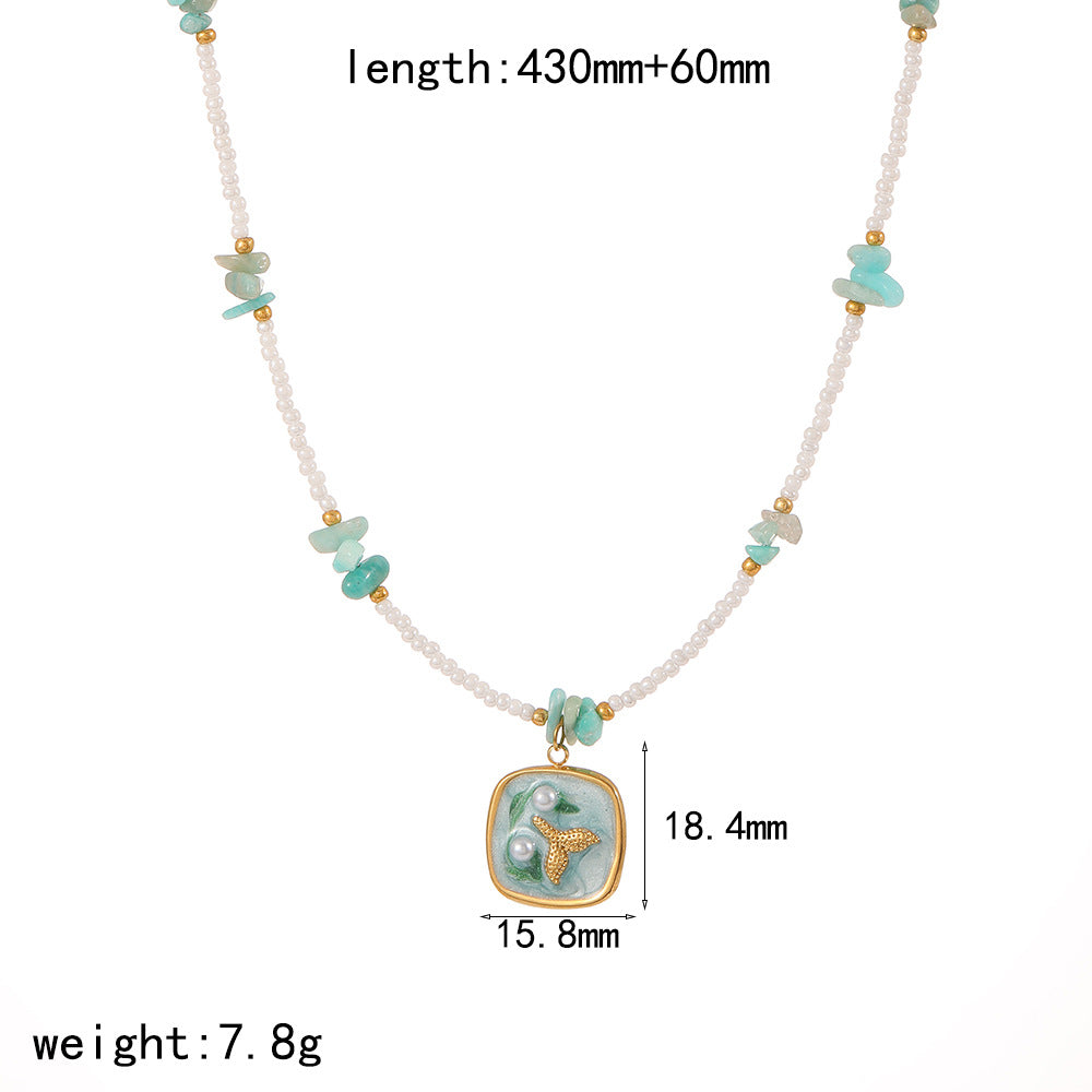 Elegant Enamel Gold Plated Pendant Necklace