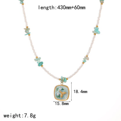 Elegant Enamel Gold Plated Pendant Necklace