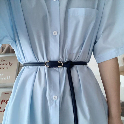 Simple Elegant Leather Slim Belt