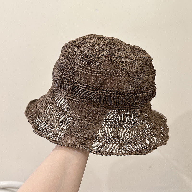 Minimalist Hollow Out Handwoven Straw Bucket Hat
