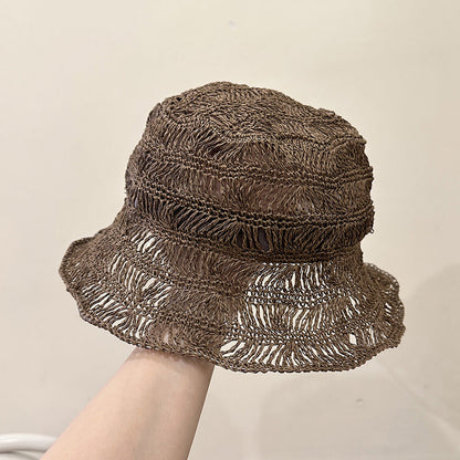 Minimalist Hollow Out Handwoven Straw Bucket Hat
