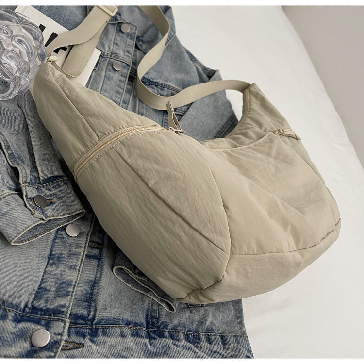 Casual Solid Color Nylon Shoulder Bag