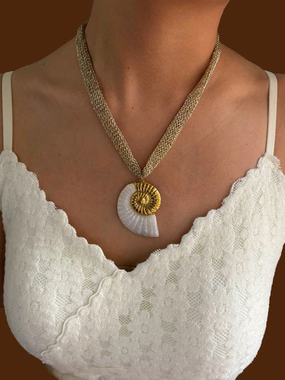 Chunky Gold Plated Statement Pendant Necklace