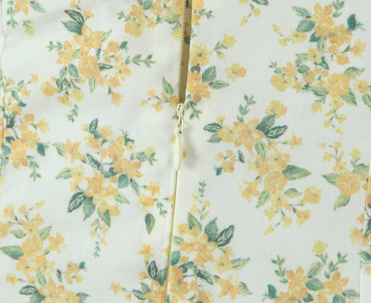 Vintage Floral Halter V-Neck Maxi Dress