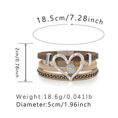 Hollow Out Love Zircon Layered Bracelets