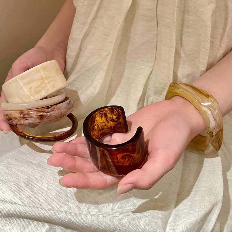 Irregular Acrylic Resin Layered Bracelets