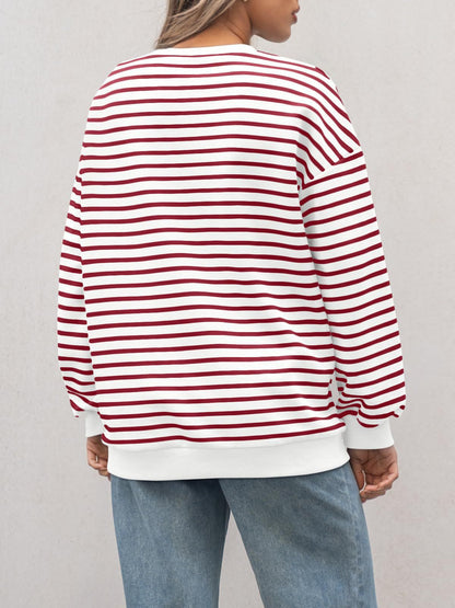Striped Loose Color Block Casual Sweatshirt