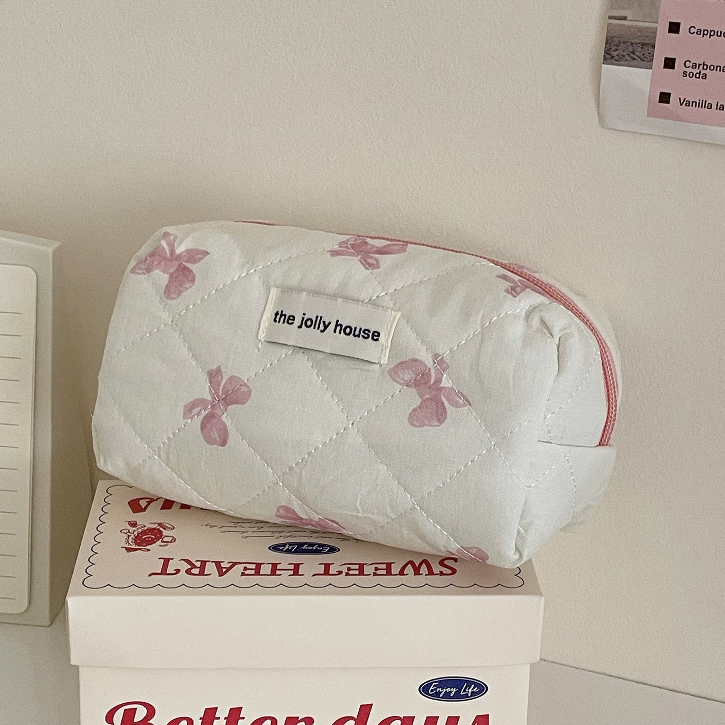 Bow Print Cute Portable Make Up Bag