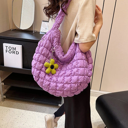 Solid Color Cloud Bag Puffer Shoulder Tote Bag