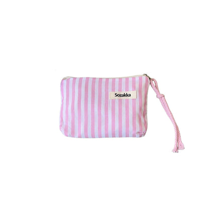 Cute Striped Color Block Mini Make Up Bag