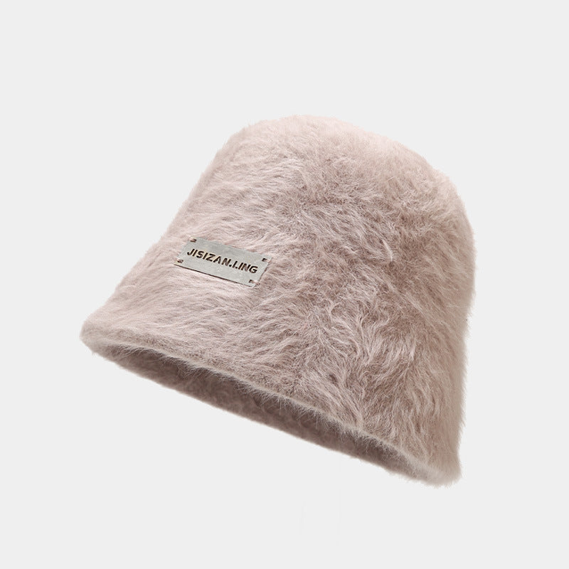 Soft Solid Color Fuzzy Warm Bucket Hat