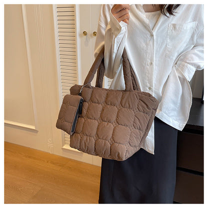 Simple Solid Color Large Capacity Tote Bag