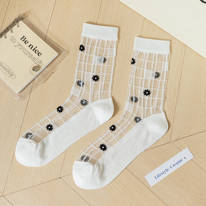 Flower Transparent Mesh Thin Socks