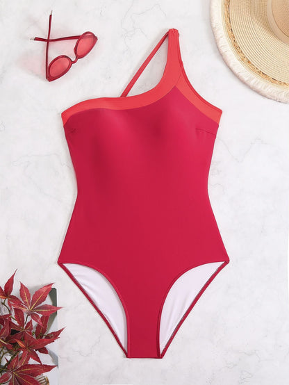 Vintage One-Shoulder One-Piece Swimsuit