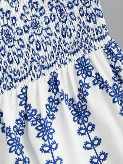 Print Halter Print String Midi Dress