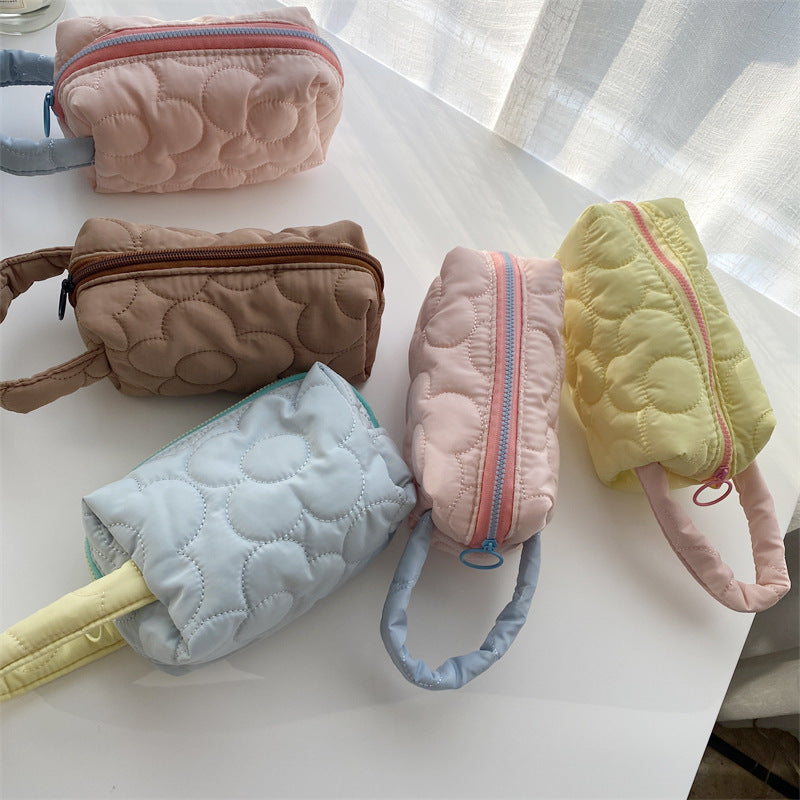 Flower Color Block Simple Make Up Bag