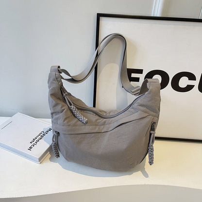 Solid Color Nylon Large Capacity Shoulder Bag